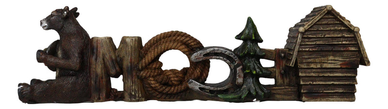 Western Welcome Sign Barn Horseshoe Pine Tree Ropes Cowboy Cow Desktop Figurine