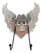Rustic Western Cow Skull With Horns And Angel Wings Wall Double Hooks Sculpture