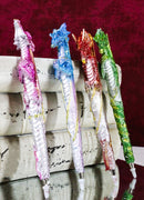 Set of 16 Colorful Glittering Medieval Fantasy Dragon Figural Ball Point Pens