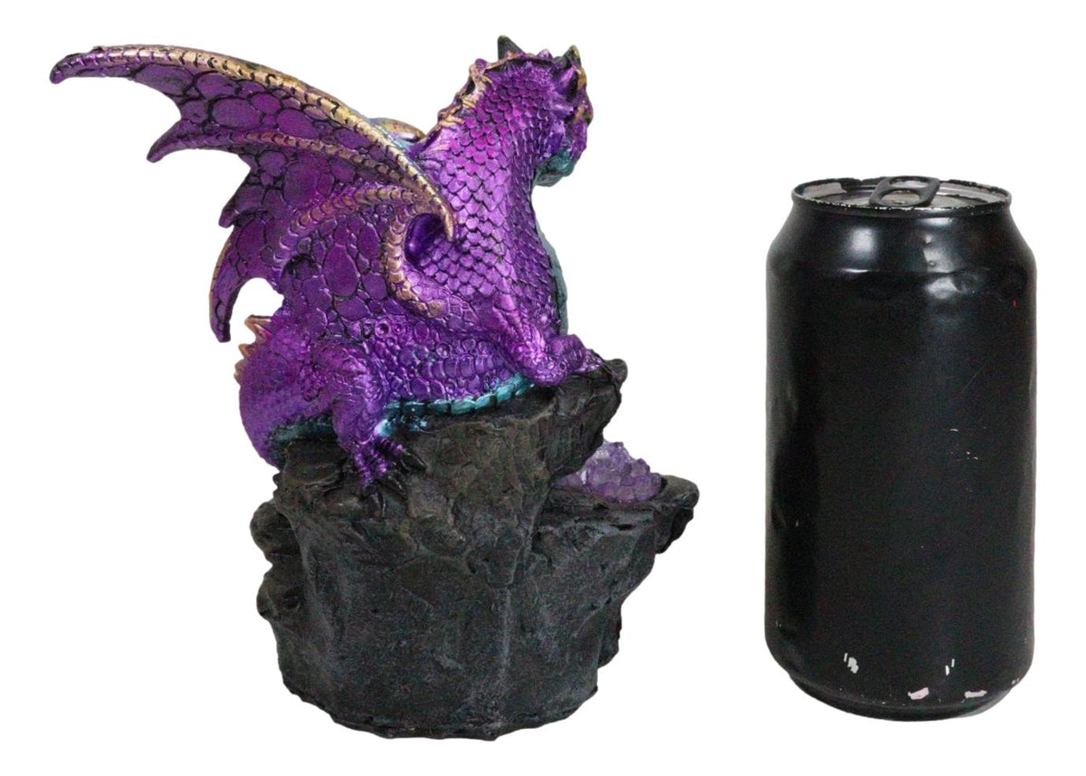 Purple Magenta Spyro Baby Dragon On Faux Geode LED Crystals Rock Figurine
