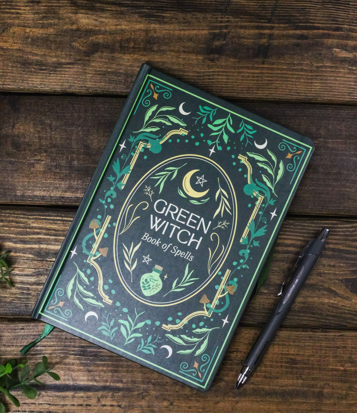 Ebros Gift Wicca Green Witch Book of Spells A5 Hardcover Notebook Journal