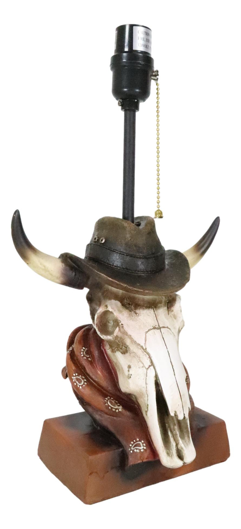 Rustic Western Cow Skull With Cowboy Hat And Red Scarf Table Lamp With Shade