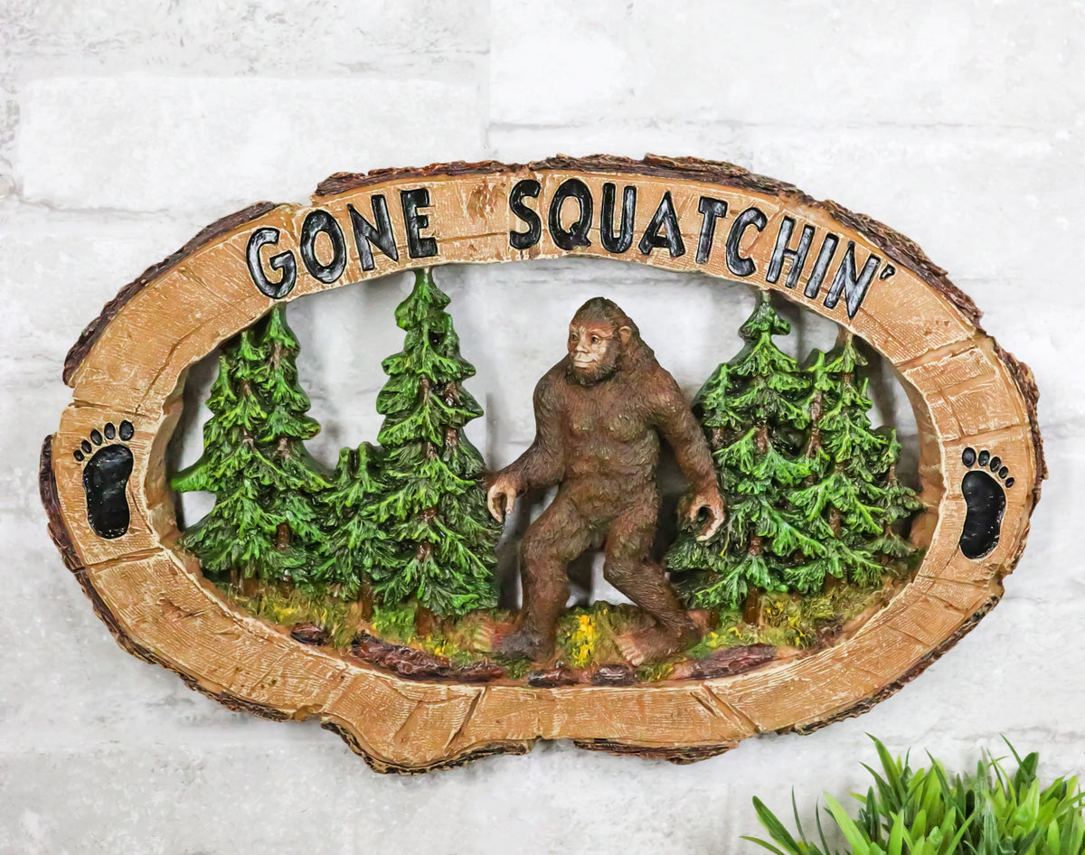 Rustic Forest Sasquatch Big Foot by Pine Trees Gone Squatchin' Wall Decor Plaque