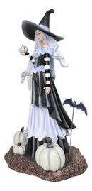 Fantasy Amy Brown Ghost Pumpkins Witch With Bat and Haunted Spirit Figurine