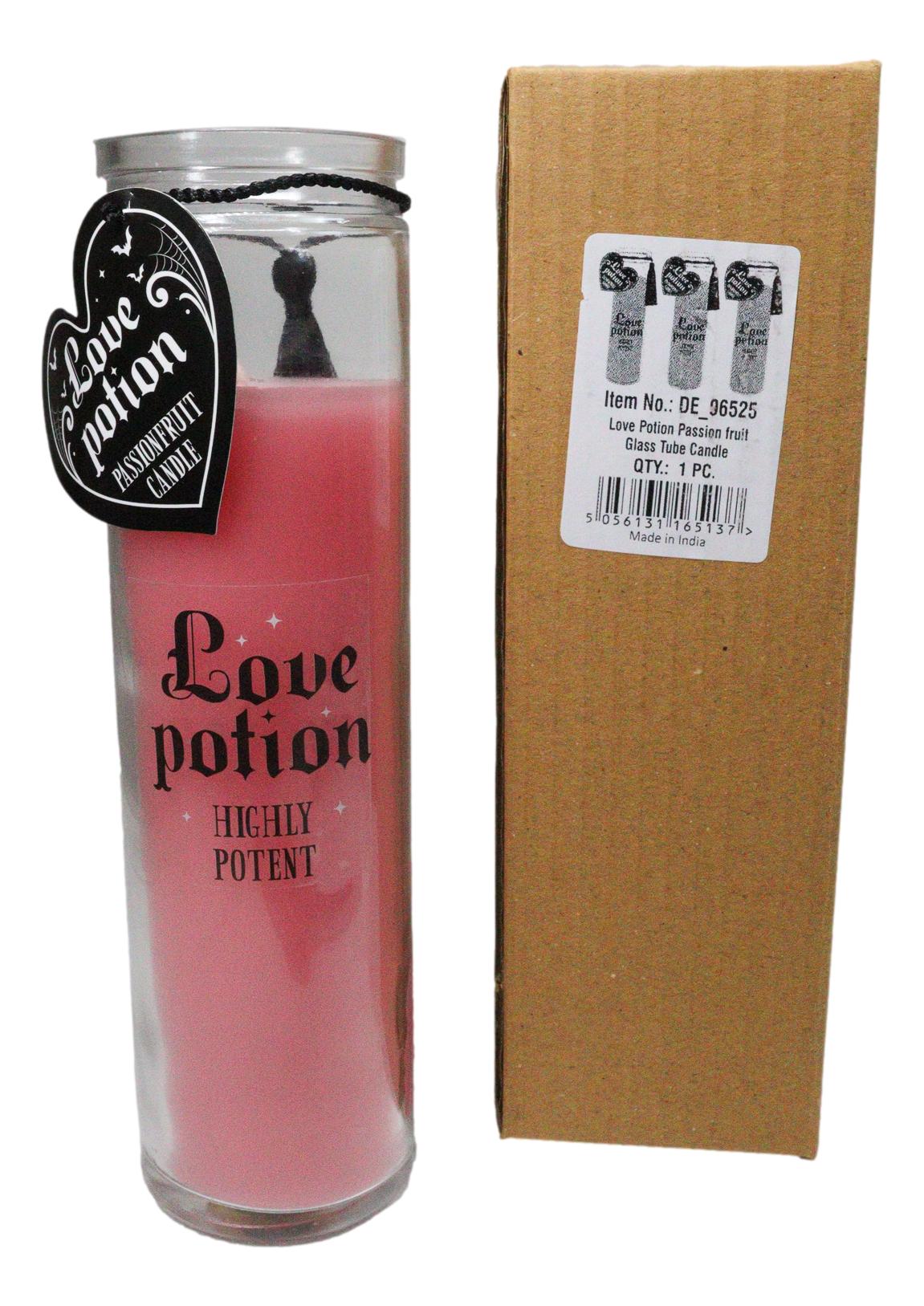 Pack of 2 Pink Love Potion Passion Fruit Tube Wax Candles In Glass Jars 8"H