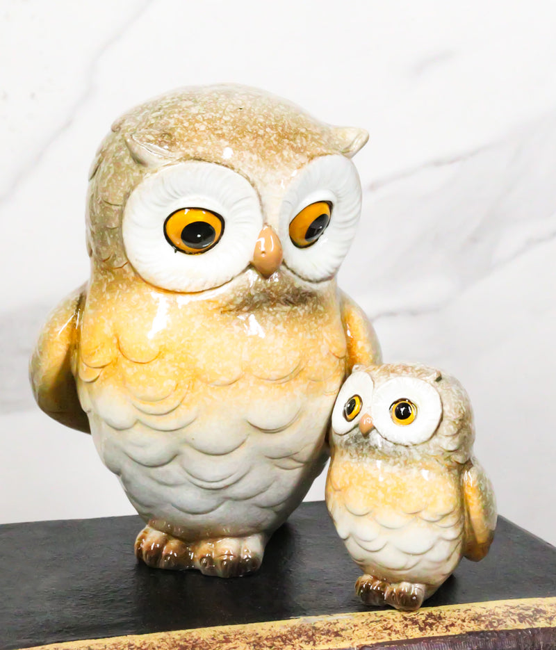 Forest Wisdom Tales Whimsical Mother Owl And Baby Owlet Family Figurine