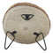 Unfinished Natural Wood Bark Round Slice with Metal Legs Pedestal Stand 9"D