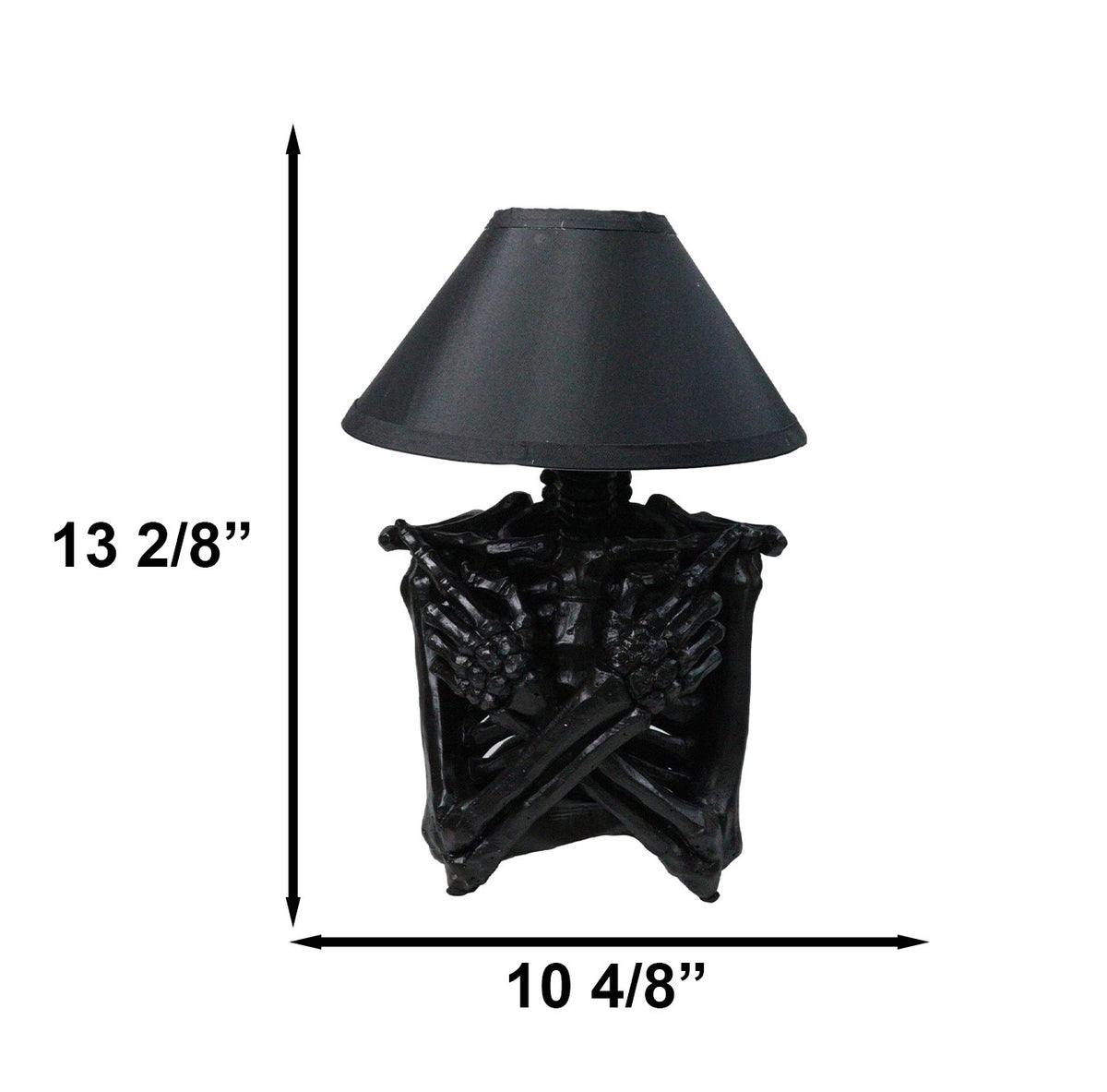 Ebros Gift Silent Half Skeleton Ribcage Crossed Arms Table Lamp with Black Shade