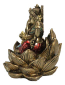 Hindu Deity God Ganesha Ganapati Seated On Padma Lotus Flower Mini Figurine