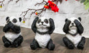 Set Of 3 See Hear Speak No Evil Whimsical Giant Panda Bears Mini Figurines