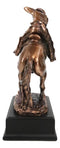 Rustic Western Rodeo Cowboy On A Rearing Horse Bronzed Resin Statue