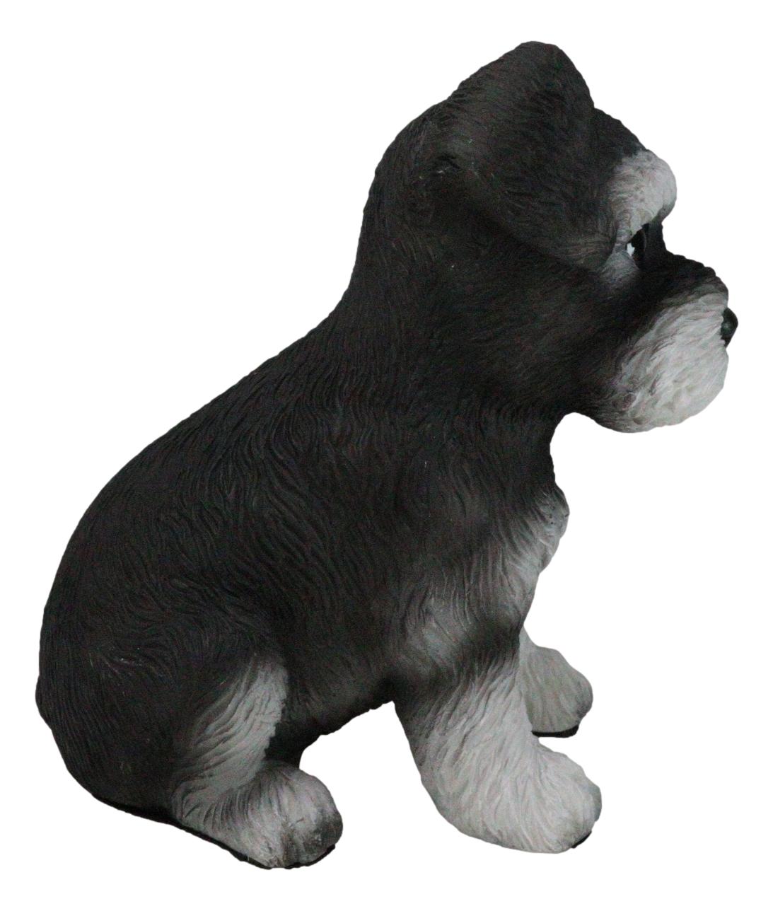Adorable Black and Silver Miniature Schnauzer Puppy Dog Home Decor Figurine - Ebros Gift