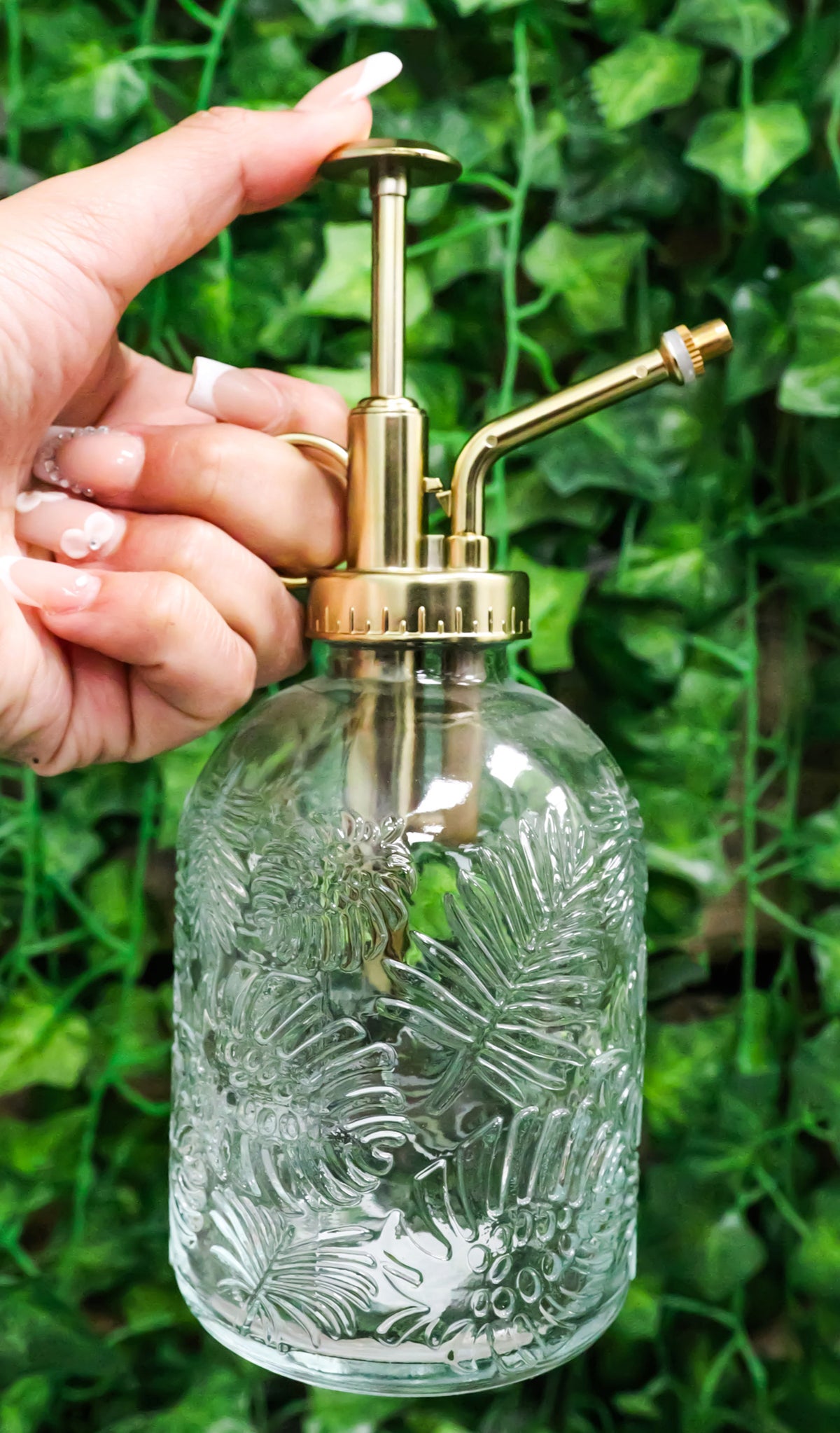 Ribbed Glass Floral Vintage Home Botanical Flowers Plant Mister Spray Ornament