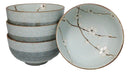 Set Of 4 Made In Japan Ceramic Soushun Sakura Blue Plum Medium Tayo Bowls 21oz