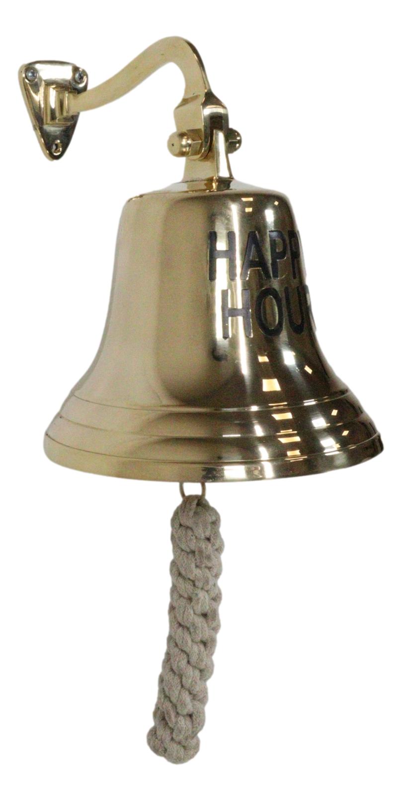 Nautical Marine Antiqued Brass Happy Hour Bell Wall Decor Dinner Bells Accent