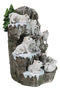 Snow Capped Wolf Den Rocky Cave Lair With Pine Trees LED Display Stand Sculpture
