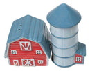 Ceramic Agricultural Country Farm Red Barn And Silo Salt And Pepper Shakers Set