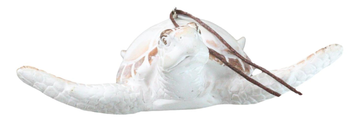 Set Of 6 Antique White Sea Turtles Ocean Marine Wall Hanger Decor Tree Ornaments