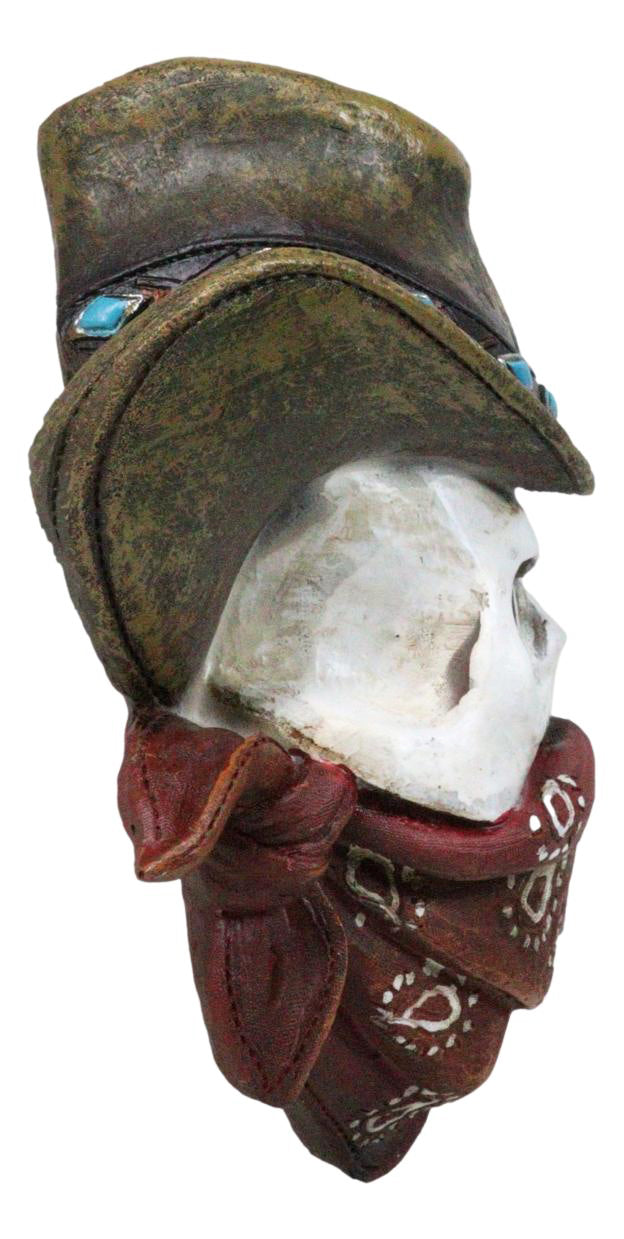 Western Wild West Cowboy Skull With Rose Eyes Hat and Bandana Mask Wall Decor