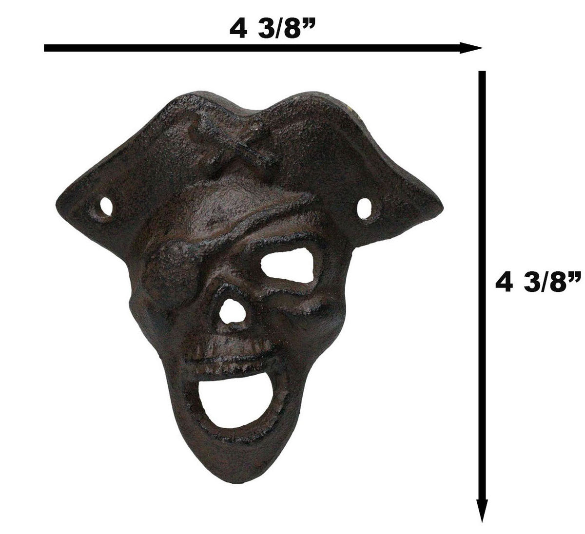 Set Of 2 Rustic Cast Iron Pirate Captain Skull Eye Patch Wall Bottle Openers