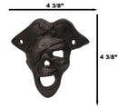 Set Of 4 Rustic Cast Iron Pirate Captain Skull Eye Patch Wall Bottle Openers