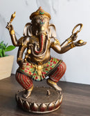 Hindu Supreme God Dancing Nritya Ganesha On Lotus Statue 8"H Patron Of The Arts