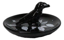 Wicca Gothic Mystic Raven Crow With Crescent Moon Ceramic Trinket Jewelry Dish