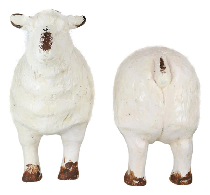 Rustic White Sheep Lamb Free Standing Kitchen Paper Towel Holder Dispenser