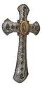 Catholic Lady Of Guadalupe Mary With Turquoise Gems Hammered Pattern Wall Cross