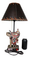 Rustic Western Cowboy Horse Saddle with Ichthys Jesus Fish Symbol Table Lamp