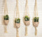 Set of 4 Decorative Cotton Frill Macrame Hanger Planter Clay Pots Wall Decor