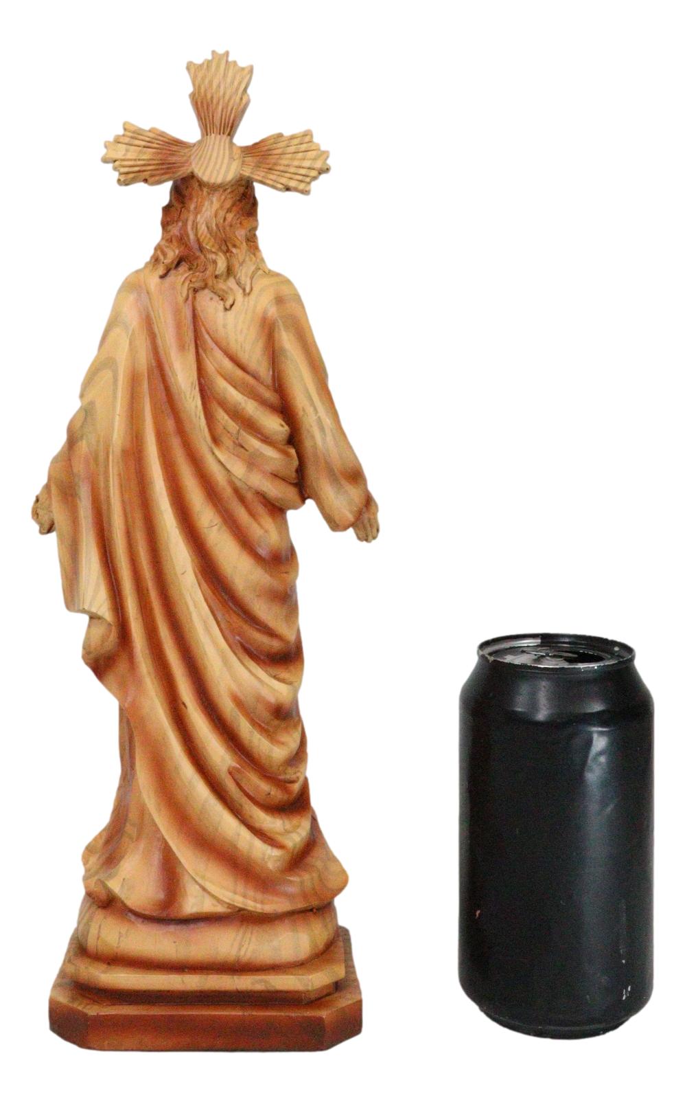 Standing Sacred Heart of Jesus Christ Catholic Christian Faux Wood Figurine