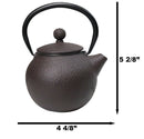 Round Dark Brown Textured Pattern Petite Cast Iron Teapot 10oz Tea Pot