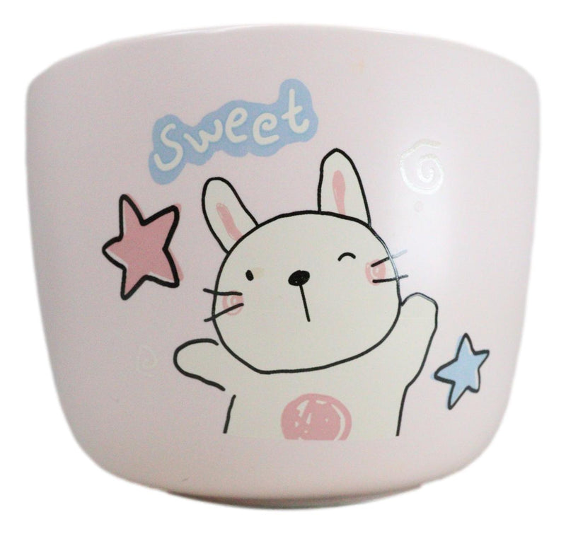Whimsical Anime Sweet Rabbit Donburi Ramen Soup Bowl With Chopsticks And Lid