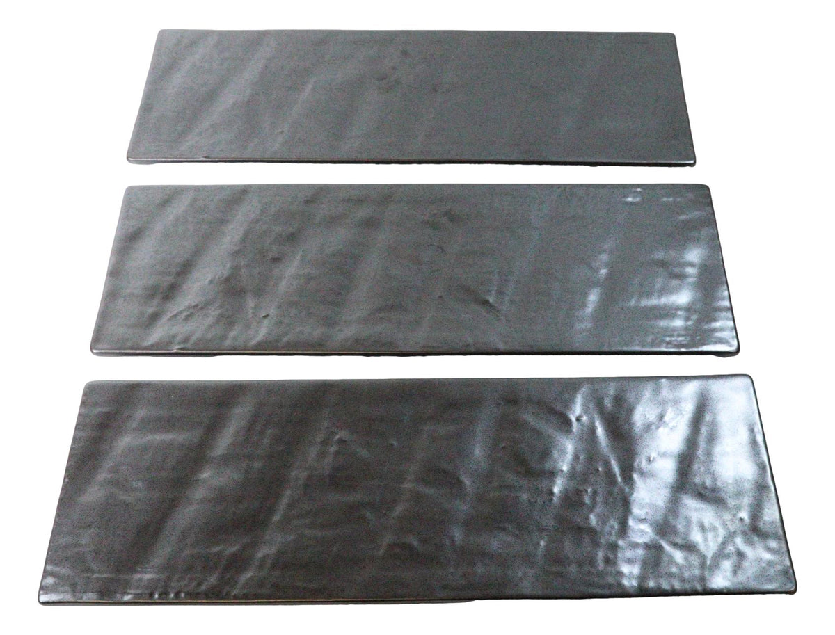 Pack Of 3 Tetsu Kesho Black Contemporary Rectangular Serving Platter 14.5"L