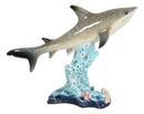 Nautical Marine Wildlife Great White Shark Swimming Over Sea Coral Reef Statue