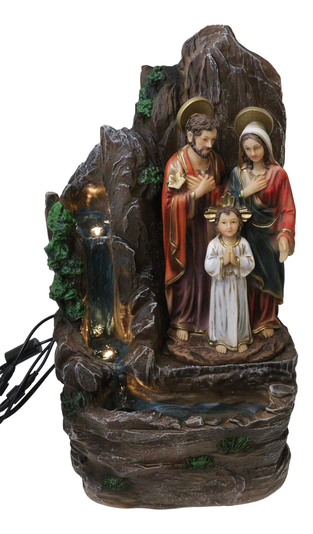 Catholic The Holy Family Joseph Mary Jesus Water Fountain Feature Sculpture 16"H - Ebros Gift