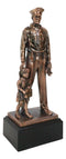Heroic Men In Blue Police Officer Holding Girl Daughter Hand Bronzed Statue