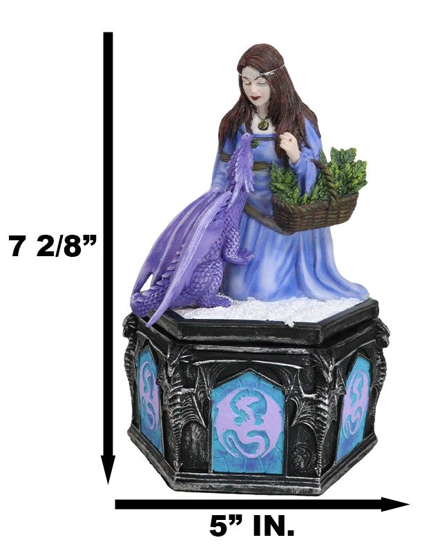 Fantasy Four Seasons Winter Friendship Fairy With Dragon Decorative Box Figurine