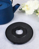 Round Hobnails Pattern Cast Iron Metal Tetsubin Teapot Trivet Stand 5"D