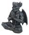 Sitting Stoic Horned Gargoyle With Wings In Yoga Meditation Lotus Pose Figurine