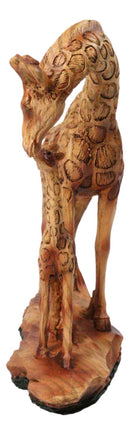 Safari Giraffe Family Figurine Mother and Calf Faux Wood Carved Look Figurine
