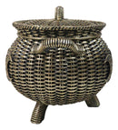 Wiccan Triple Moon Cauldron Pot In Wicker Finish Decorative Trinket Crystals Box