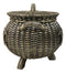 Wiccan Triple Moon Cauldron Pot In Wicker Finish Decorative Trinket Crystals Box