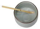 Plum Blue Sakura Blooms Ceramic Japanese Matcha Green Tea Bowl Whisk & Scoop Set
