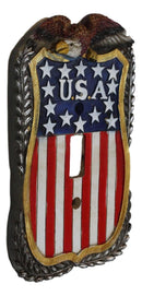 Patriotic American Bald Eagle On USA Flag Wall Single Toggle Switch Plates Set