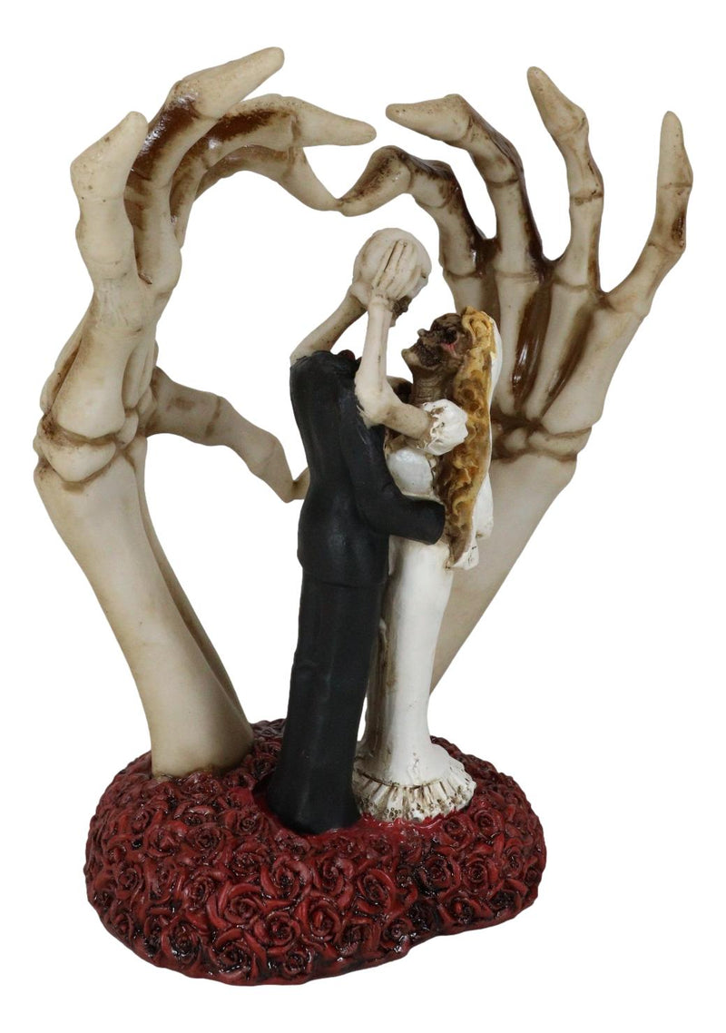 Love Never Dies Skeleton Bride & Groom With Skeletal Hands Wedding Arch Figurine