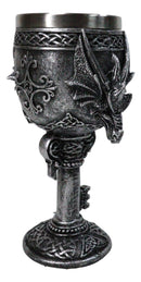 Medieval Gothic Twin Serpentine Dragons Wine Goblet Chalice With Celtic Knotwork