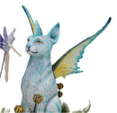 Whimsical Amy Brown Blue Fairy Cat With Pixie Fae In Enchanted Garden Figurine