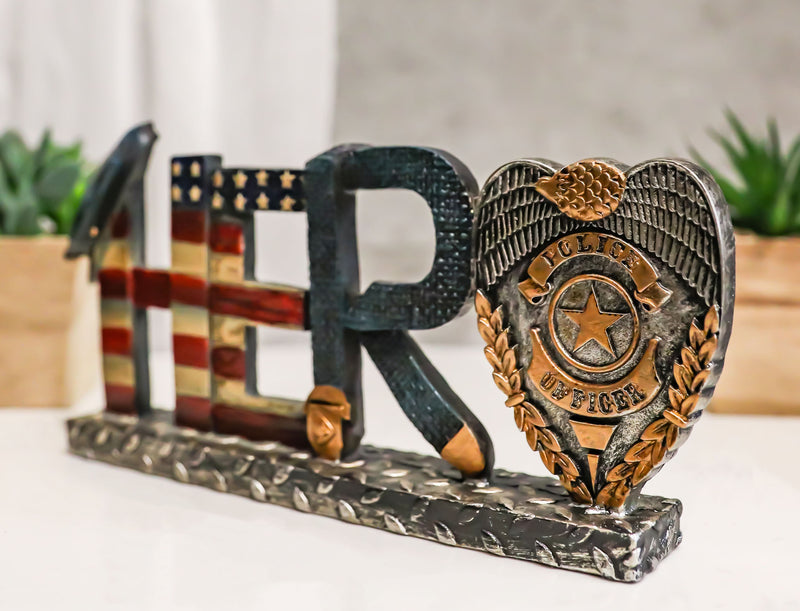 Police Man Officer Cop Badge Hat USA Flag Hero 3D Word Art Desktop Figurine